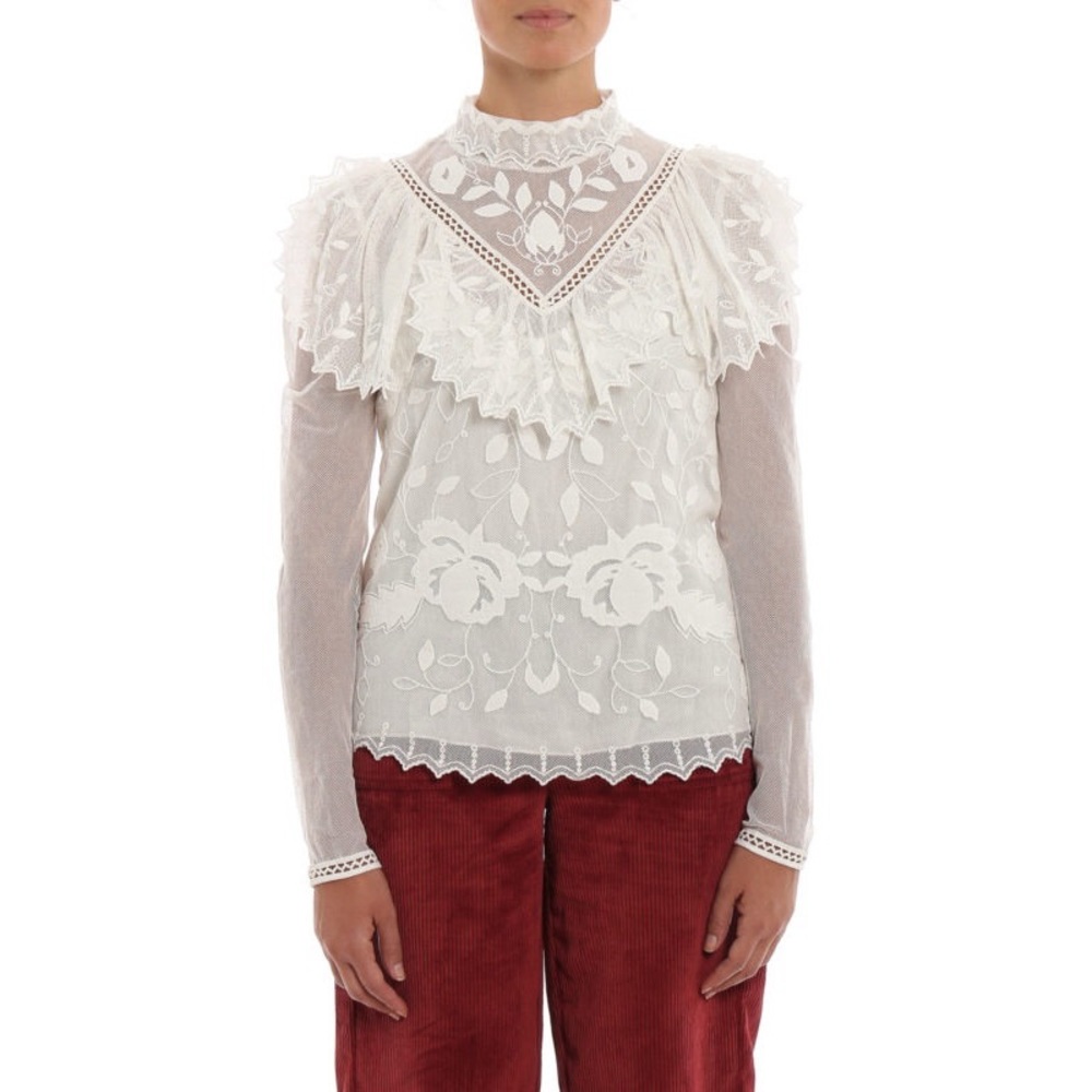 See by Chloé Embroidered Tulle Blouse